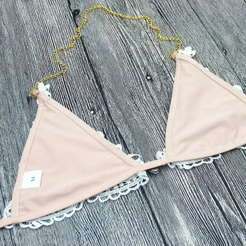 Jeweled Bikini Crochet Jewelry Bikini Set two pieces Swimsuit Crystal - Femstylo