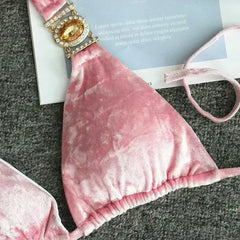 Sexy Summer Womens Bandage Bikini Sets Velvet Swimsuits Swimwear Push - Femstylo
