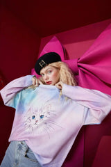 Cat Gradient Tie Dye Women Casual Knit Pullover Sweaters,Spring - Femstylo