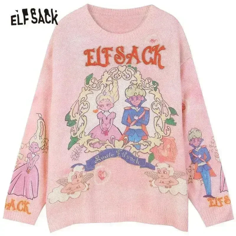 Harajuku Cartoon Jacquard Casual Pullover Knit Sweaters Women,Spring - Femstylo
