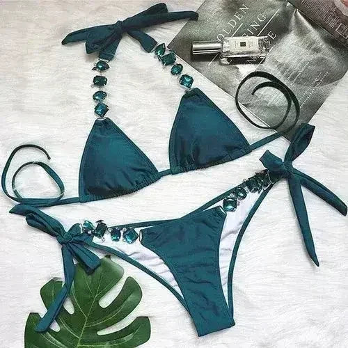 Bikini Jewelled Rhinestones Luxury Diamond Bikini Women Swimwear - Femstylo