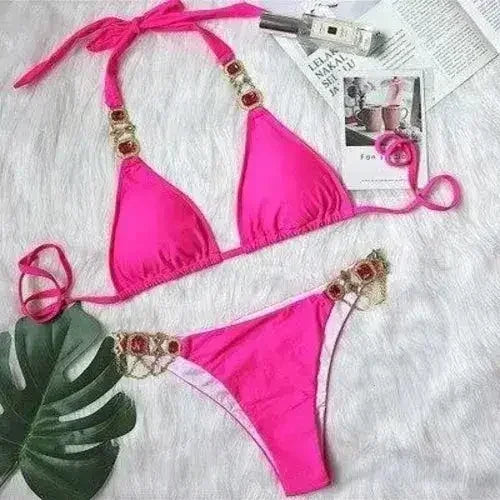 Bikini Jewelled Rhinestones Luxury Diamond Bikini Women Swimwear - Femstylo