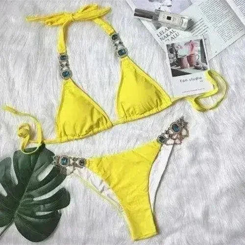 Bikini Jewelled Rhinestones Luxury Diamond Bikini Women Swimwear - Femstylo