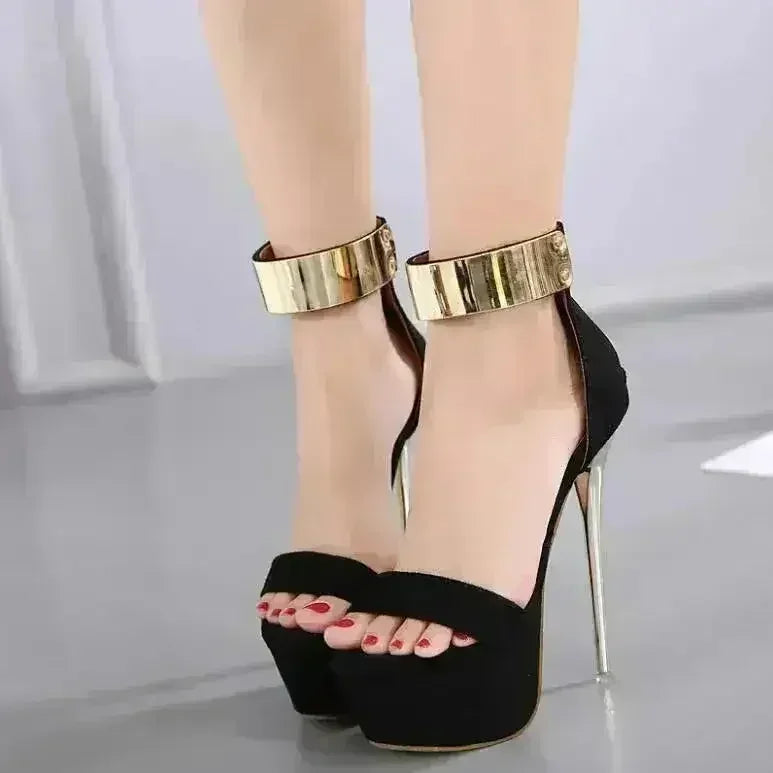 Aneikeh Ankle Strap Heels Platform Sandals Party Shoes For Women - Femstylo