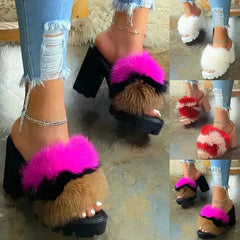 Sexy Party High Heel Sandals Fur Womens Shoes 2021 Stripper Heels