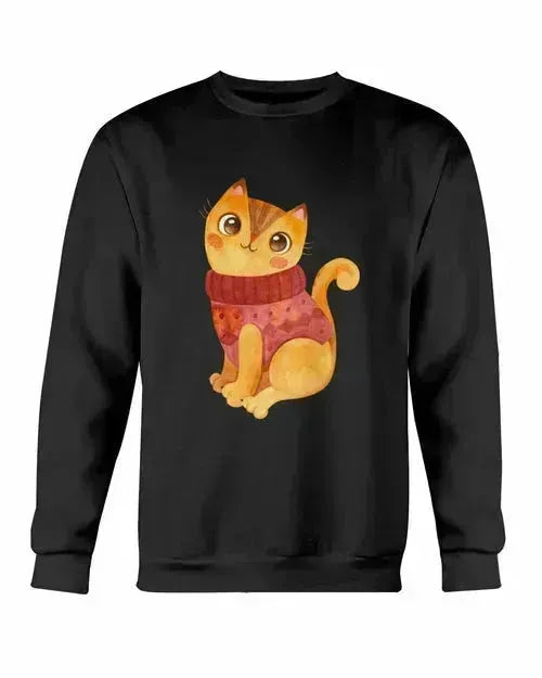 Winter Cat Sweatshirt - Gildan Crewneck Fleece Top | Femstylo