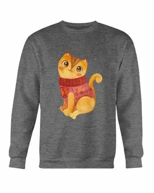 Winter Cat Sweatshirt - Gildan Crewneck Fleece Top | Femstylo