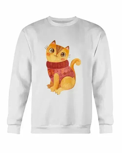 Winter Cat Sweatshirt - Gildan Crewneck Fleece Top | Femstylo