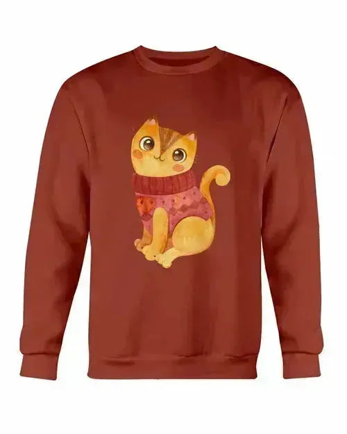 Winter Cat Sweatshirt - Gildan Crewneck Fleece Top | Femstylo