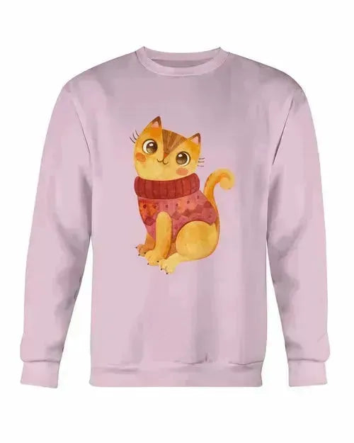 Winter Cat Sweatshirt - Gildan Crewneck Fleece Top | Femstylo