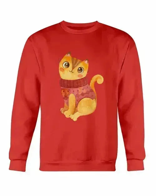 Winter Cat Sweatshirt - Gildan Crewneck Fleece Top | Femstylo
