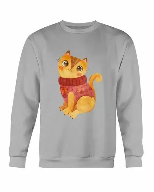 Winter Cat Sweatshirt - Gildan Crewneck Fleece Top | Femstylo