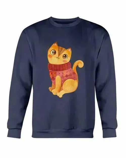 Winter Cat Sweatshirt - Gildan Crewneck Fleece Top | Femstylo