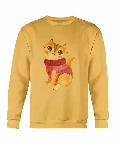 Winter Cat Sweatshirt - Gildan Crewneck Fleece Top | Femstylo