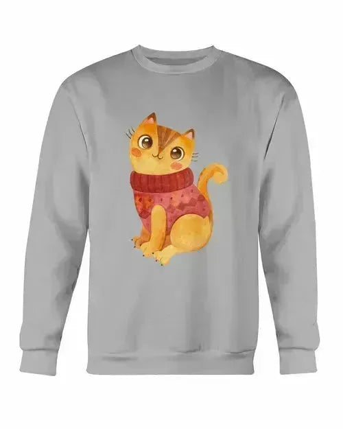 Winter Cat Sweatshirt - Gildan Crewneck Fleece Top | Femstylo