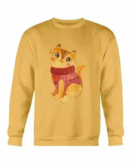 Winter Cat Sweatshirt - Gildan Crewneck Fleece Top | Femstylo