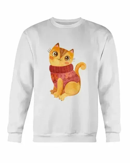 Winter Cat Sweatshirt - Gildan Crewneck Fleece Top | Femstylo
