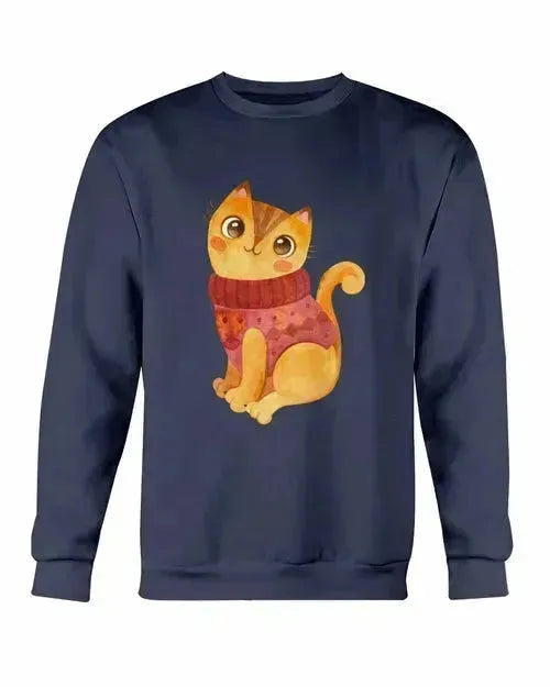 Winter Cat Sweatshirt - Gildan Crewneck Fleece Top | Femstylo