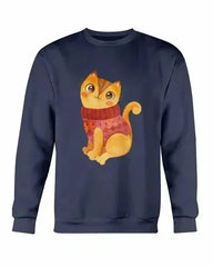 Winter Cat Sweatshirt - Gildan Crewneck Fleece Top | Femstylo