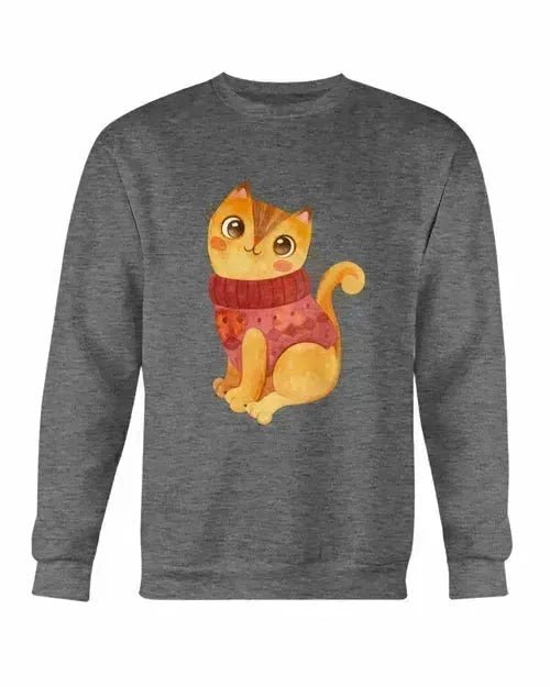 Winter Cat Sweatshirt - Gildan Crewneck Fleece Top | Femstylo