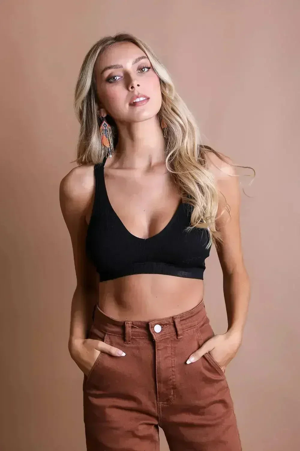 Lacey Racerback Seamless Bralette – Soft Wireless Lace Comfort - Femstylo