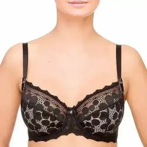 Lauma Pearly Shadow Semi Sheer Full Figure Polka Dot Lace Bra - Femstylo
