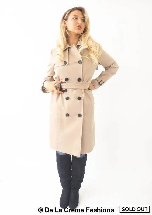 Double-Breasted Trench Coat - UK Made Polyester Blend | Femstylo