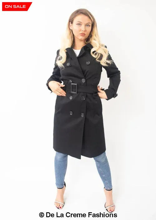 Double-Breasted Trench Coat - UK Made Polyester Blend | Femstylo
