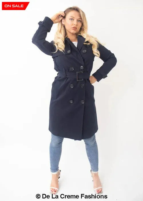 Double-Breasted Trench Coat - UK Made Polyester Blend | Femstylo