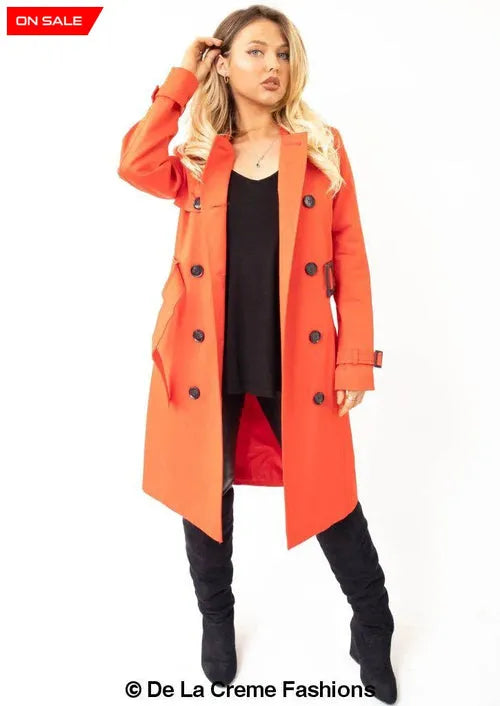 Double-Breasted Trench Coat - UK Made Polyester Blend | Femstylo