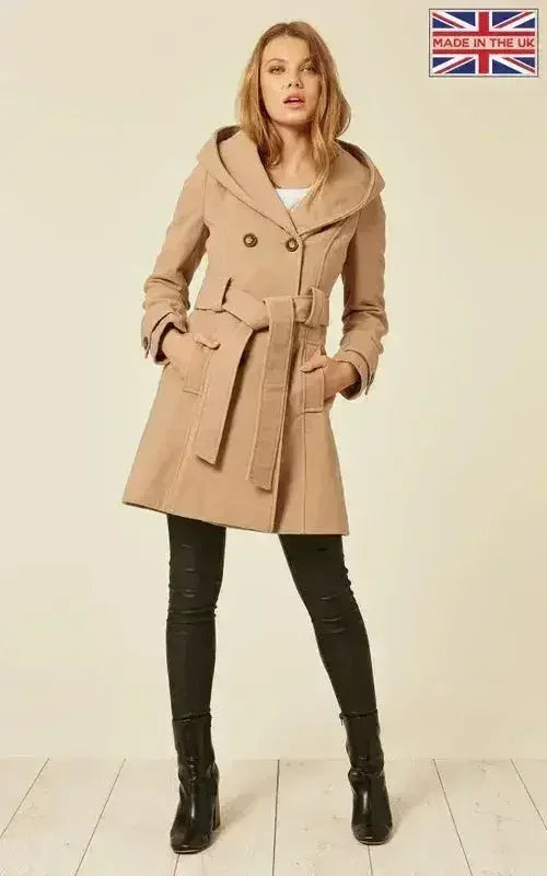 Slim Fit Shawl Hooded Coat (1325) - Femstylo