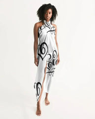 Sheer Sarong Swimsuit Cover Up Wrap / Love Black and White - Femstylo