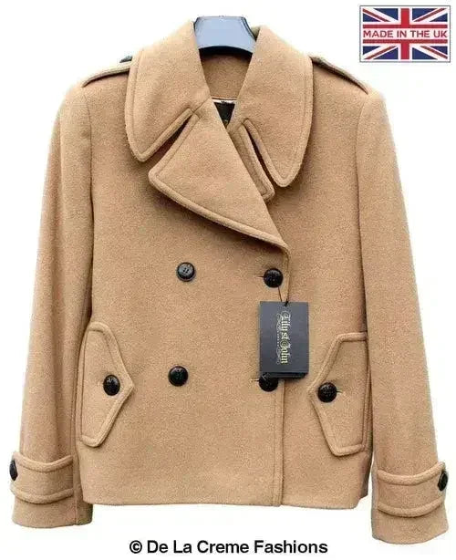Harris Tweed Pea Coat - Wool Cashmere Blend | Femstylo - Femstylo