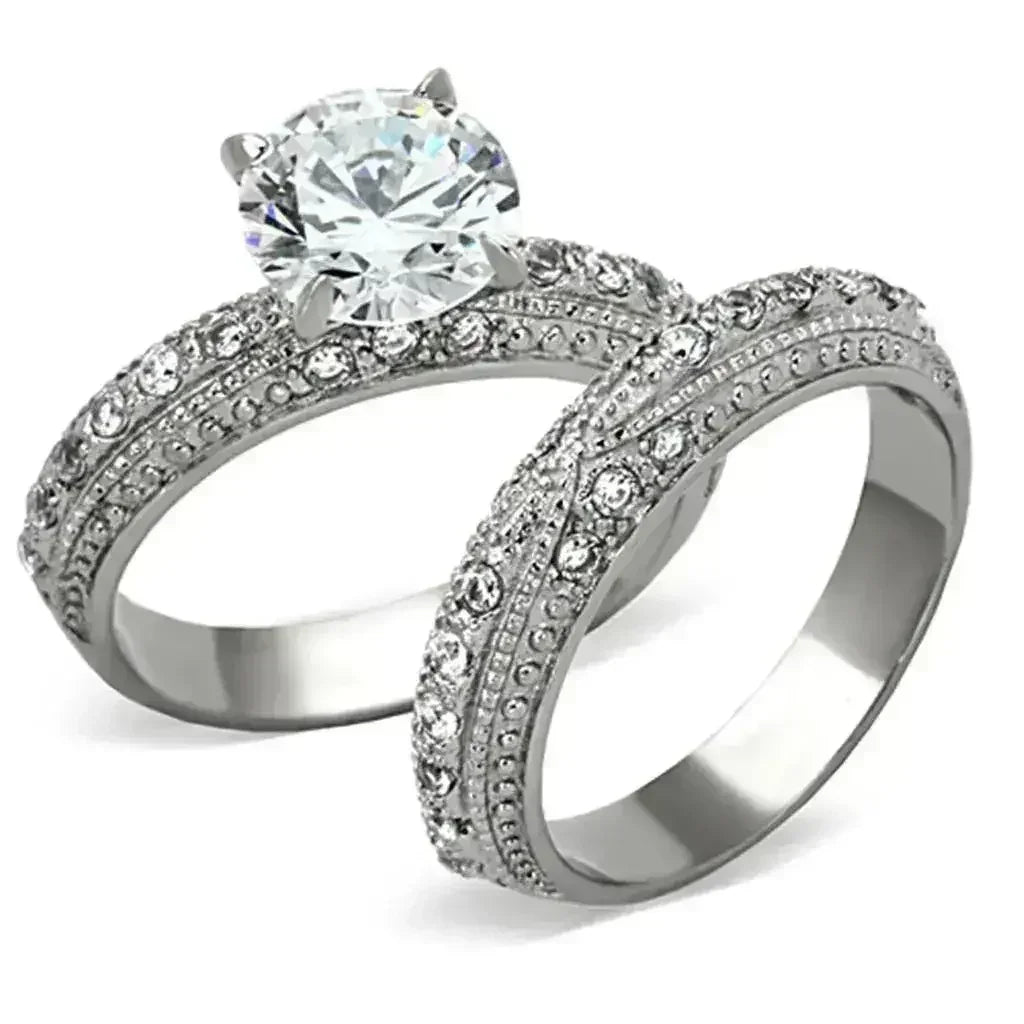 TK1228 - High polished (no plating) Stainless Steel Ring with AAA - Femstylo