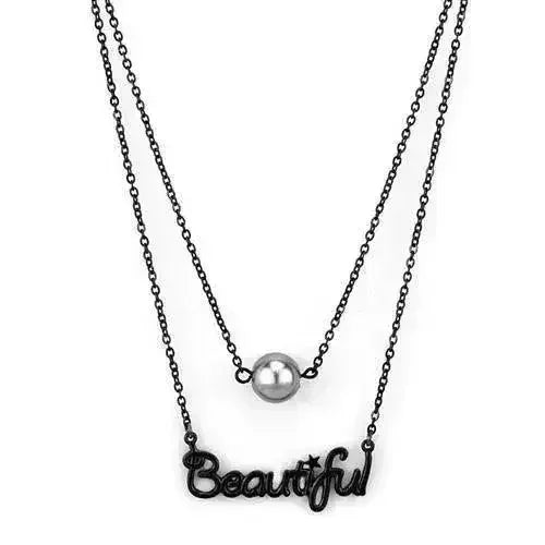 TK2628 - IP Black(Ion Plating) Stainless Steel Necklace with Synthetic - Femstylo
