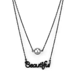 TK2628 - IP Black(Ion Plating) Stainless Steel Necklace with Synthetic - Femstylo