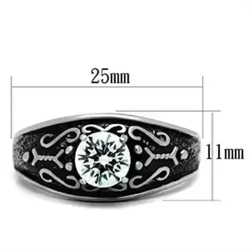 TK373 - High polished (no plating) Stainless Steel Ring with AAA Grade - Femstylo