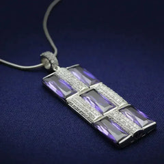 TS026 - Rhodium 925 Sterling Silver Chain Pendant with AAA Grade CZ - Femstylo
