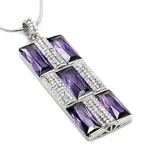 TS026 - Rhodium 925 Sterling Silver Chain Pendant with AAA Grade CZ - Femstylo