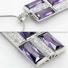 TS026 - Rhodium 925 Sterling Silver Chain Pendant with AAA Grade CZ - Femstylo