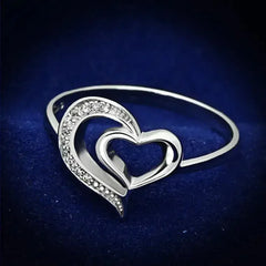 TS093 - Rhodium 925 Sterling Silver Ring with AAA Grade CZ in Clear - Femstylo