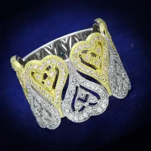 TS126 - Gold+Rhodium 925 Sterling Silver Ring with AAA Grade CZ in - Femstylo