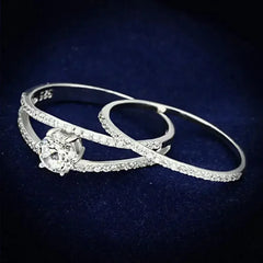 TS172 - Rhodium 925 Sterling Silver Ring with AAA Grade CZ in Clear - Femstylo