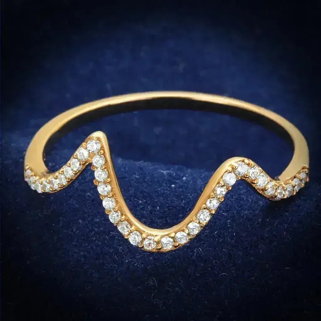 TS280 - Rose Gold 925 Sterling Silver Ring with AAA Grade CZ in Clear - Femstylo