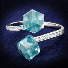 TS317 - Rhodium 925 Sterling Silver Ring with AAA Grade CZ in Sea - Femstylo