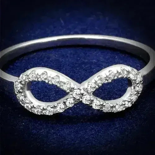 TS487 - Rhodium 925 Sterling Silver Ring with AAA Grade CZ in Clear - Femstylo