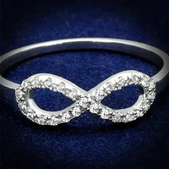 TS487 - Rhodium 925 Sterling Silver Ring with AAA Grade CZ in Clear - Femstylo