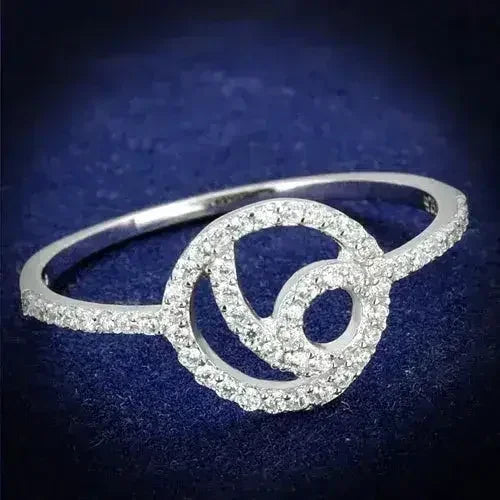 TS519 - Rhodium 925 Sterling Silver Ring with AAA Grade CZ in Clear - Femstylo