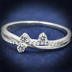 TS581 - Rhodium 925 Sterling Silver Ring with AAA Grade CZ in Clear - Femstylo