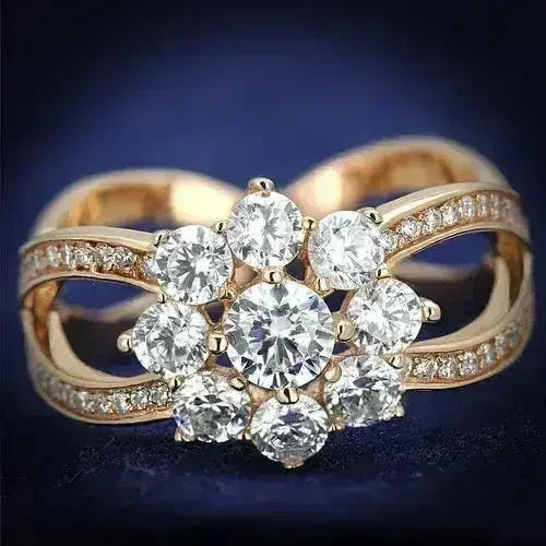 TS586 - Rose Gold 925 Sterling Silver Ring with AAA Grade CZ in Clear - Femstylo